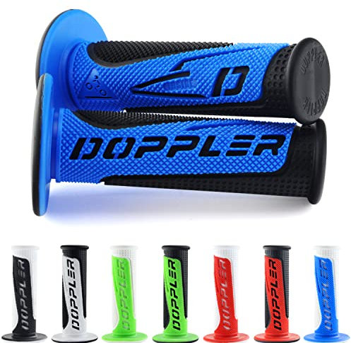 Doppler Radical Motorrad Scooter Lenkergriffe Gummi 2 Stück 1x22mm+1x24-25mm (Blau+Schwarz) Kompatibel mit BMW KTM Honda Yamaha KSR Aprilia Kawasaki Suzuki Piaggio