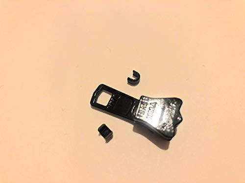 Nr. 5, Vislon/geformt/klobig/Kunststoff, schwarz, Reißverschlussschieber/Läufer/Abzieher, YKK, automatische Verriegelung + 2 Stück Top-Stopper, hergestellt in Japan