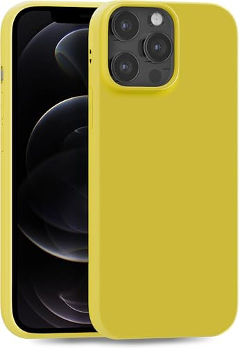 MyGadget TPU Case for iPhone 12 | 12 Pro - [ Camera Protection & Anti Fingerprint ] - Silicone Cover with Soft Touch & Anti Scratch Shell - Matte Yellow