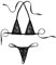 MSemis Maillot de Bain 2 Pièces Femme Sexy Mini Bikini Transparent String Ficelle et Soutien-Gorge Taille Réglable Noir Taille Unique