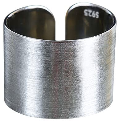 NicoWerk Damen Silberring Breit aus 925 Sterling Silber Bandring Schlicht Gebürstet Eklatant Mattiert Verstellbar Offen SRI743