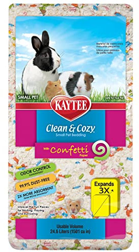 Kaytee Superpet, Clean & Cozy Streu für kleine Haustiere wie Mäuse, Rennmäuse, Nagetiere, Hamster, Kaninchen, besonders saugfähige Papierstreu, 99,9% staubfrei, Mehrfarbig, Confetti, 24.6 Liter