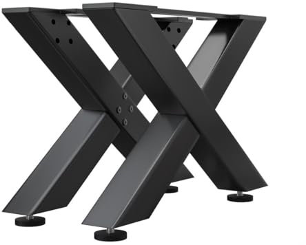 Juana | Tischbeine Metall Schwarz | 2 Stück X Form Tischkufen | Tischgestell B58xH36 cm | Möbelkufen für Couchtisch, Hocker