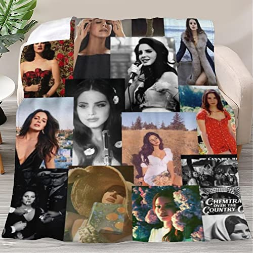 Rwillppycfei Best Lana Music Del Theme Rey Überwurfdecke, Flanell-Plüschdecken und Überwürfe für besseren Schlaf, pflegeleichte Klimaanlagendecke, 152,4 x 203,2 cm