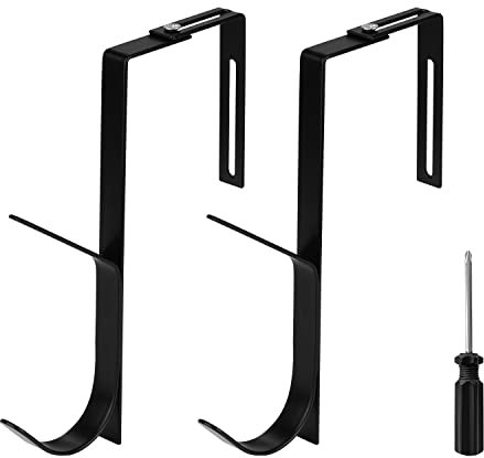 2 Pezzi Regolabili Gancio Sopra la Porta, ad Alta Resistenza Gancio Sopraporta in Metallo Ganci per Cubicolo con un Cacciavite a Croce, Adatti Pannelli con Spessore 3,5-9,5cm (Nero)