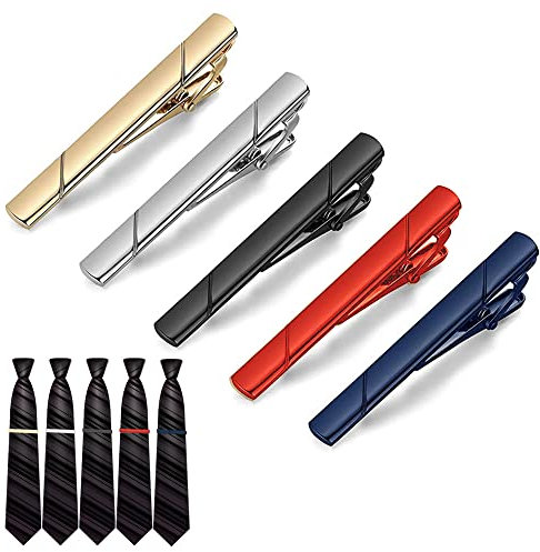 LONGHAO 5 Pcs,Pinces à Cravate,éPingles à Cravate,Pinces à Cravate Classiques,éPingle à Cravate Pour Hommes,Hommes Cravate Bar Clips,Adeau IdéAl Pour Les Hommes,Adapté Aux Mariages,RéUnions