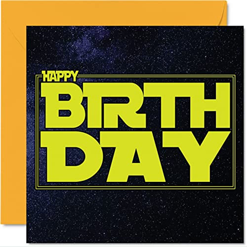Galaktische Geburtstagskarten für Männer und Frauen – May The Birthday Be With You – Retro Happy Birthday Karte für Mutter, Vater, Schwester, Bruder, Tochter, Onkel, Tante, Oma, Großvater, 145 mm x