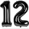 LAPONO Luftballons Geburtstag Zahl 12 Schwarz, XXL Folienballon Zahlen 1 und 2 Riesen Helium Ballons 12 Jahre Geburtstagsdeko für Junge, Mädchen 12. 21. Kindergeburtstag Jubiläum Party Deko