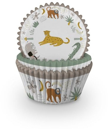 Anniversary House Cupcake Cases - 60 Safari Cupcake Cases for Baking - Safari Baking Cups in Heavy Duty Greaseproof Paper for Birthday, Babyshower, Gender Reveals and More J223