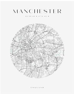 GP TONER Bilder Poster Manchester Poster Geometrische Stil Wanddekoration Moderne Wandkunst Poster Design DIN A4 21x29,7 cm ohne Rahmen