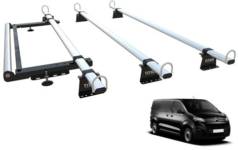 TITAN WorkReady Van Roof Rack 3 Bars - Compatible Fittings to fit a PEUGEOT EXPERT Mk3 (2016 onward) - With Rear Roller kit