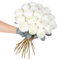 Kisflower 10 rose artificiali bianche, 50,8 cm di altezza, singolo stelo lungo, fiori finti in seta, realistici, per tavolo, ufficio, feste, matrimoni, decorazione per la casa (bianco, 10 pezzi)