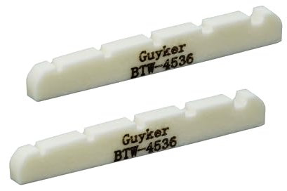 Guyker 5 String Flat Bottom Pre-Slotted Bone Nuts Replacement Parts Accessories for PB JB Precision Bass Jazz Bass Set of 2, 45x3.5x6mm BTW-4536