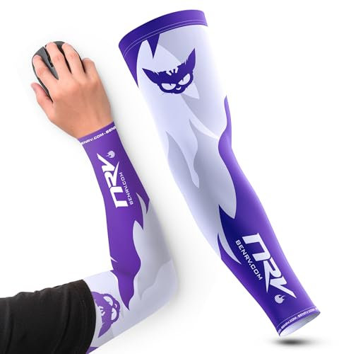 NRV Manchette Esport Mutant - Manchette de Compression Gaming pour l’Esport - Design Respirant, Durable et Flexible - Blanc & Violet (Violet, M)