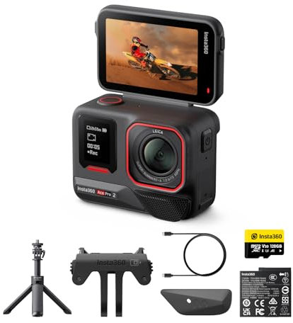 Insta360 Ace Pro 2 Get-Set Bundle - 8K Waterproof Action Camera Co-Engineered with Leica, 1/1.3 Sensor, Dual AI Chip, Leading Low Light, Superior Audio, Flip Screen & AI Editing for Vlogs