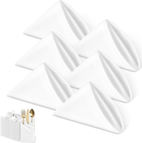 FunnAura 6 Pack White Napkins Cloth, Washable and Reusable Table Napkins Cloth for Hotel, Restaurant (43×43 cm)