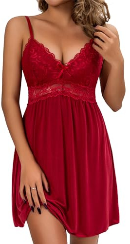 Tomkids Sexy Dessous für Damen Babydoll Unterwäsche Set Nachthemd mit Spitze Reizwäsche für Hochzeitsnacht & Valentinstag, Erotische Nachtmode in S-XXL