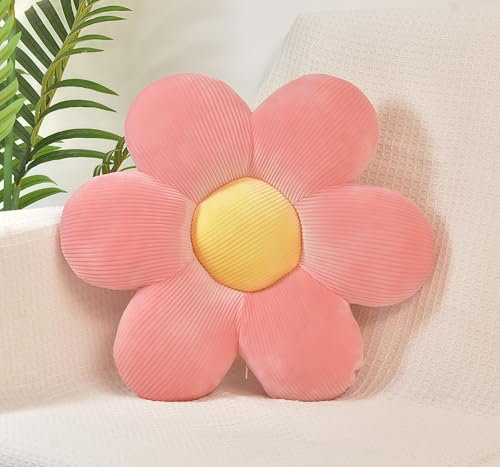 FSRONGXI Coussin décoratif à motif de marguerites roses, coussin de sol mignon, coussin décoratif esthétique pour chambre à coucher, canapé, chaise, 38 cm (rose)