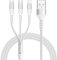 RAVIAD 3 en 1 Câble Multi USB, Multi Chargeur USB Câble en Nylon Tressé avec Micro USB Type C Lightning Connecteurs pour iPhone 16/15/14/13, Samsung Galaxy S24 S23 S22 S21, Huawei, Honor, Kindle - 2M
