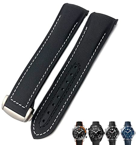ONECMN Gummi-Nylon-Uhrenarmband, 21 mm, 22 mm, 19 mm, 20 mm, für Omega Strap Planet Ocean Seamaster 300 Gummi-Armband, 21 mm, Achat