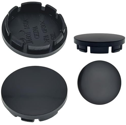 4PCS Cache Moyeu 56mm, Enjoliveurs Centre de Roue Noir Universels pour Voitures, Compatible avec Mercedes, VW, Audi, BMW et Plus, Cache Jante Robuste en ABS et Acier Alliage (OD 56mm ID 53mm)