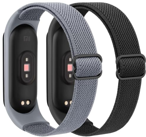 Mugust 【2 Stück】 Armband für Xiaomi Mi Band 6/Mi Band 5/Mi Band 4/Mi Band 3 Armband, Weiches Elastisch Nylon Ersatzarmband für Amazfit Band 5/Xiaomi Mi Band 7/6/5/4/3 für Damen Herren