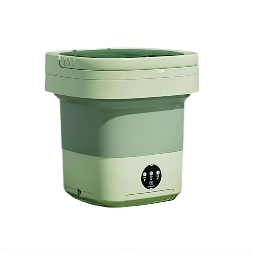 LZYWOD Small Portable Travel Washing Machine 8L, Mini Folding Washer with Spin Dryer for Camping & Travel, Energy-Efficient Laundry for Underwear, Baby Clothes, & Socks (Green)