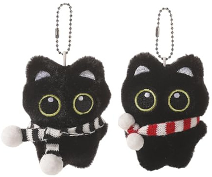 YQYCE 2 PCS Schlüsselanhänger Katze Plüsch, katzen schlüsselanhänger, Weicher Schlüsselanhänger Für Katzenliebhaber, Ideal Als Geschenk Für Kinder Und Erwachsene, 8 cm X 3 cm