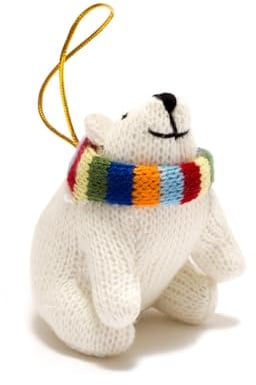 Best Years | Polar Bear Christmas Tree Decoration Knitted | Xmas Holiday Decor | Unusual Christmas Decoration | Kids Xmas Decorations | Ethically Sourced | 10 cm x 7 cm x 11 cm