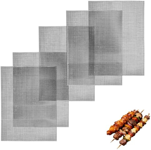 Tomedny Tappetino in Rete per griglia da 5 Pezzi, Tappetino in Rete per Barbecue Antiaderente Accessori per Grigliare Teglia da Forno Riutilizzabile per grigliate all'aperto Cottura al