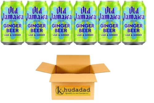 Old Jamaica Lime & Ginger Beer Extra Fiery 330ml Cans – Fiery Fizzy Jamaican Root Ginger Soft Drink – Low Calorie, Vegan Friendly (6x)