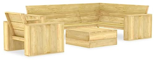 Owoxanthellate 3-TLG. Holz-Balkon Lounge Set 76 cm Kiefer wetterfest Eckbank Beistelltisch rustikaler Charme kleine Terrasse komfortabler Sitzplatz für Garten Balkon Außenbereich