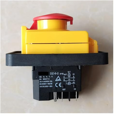 DZ-6-2 AC250V 15A 5Pins Wasserdicht Not-Aus-Druckschalter EN 60947-3 EN 61058-1 Controls Switches
