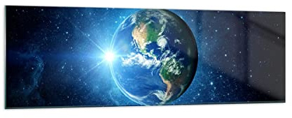 ARTTOR Bilder auf Glas 160x50cm Wandbild Glasdruck Weltraum Natur - 2943 | Erde Universum Sterne Panorama Groß XXL Modern Dekoration Wohnzimmer Schlafzimmer Küche Wanddeko Kunstdruck Art ARTTOR