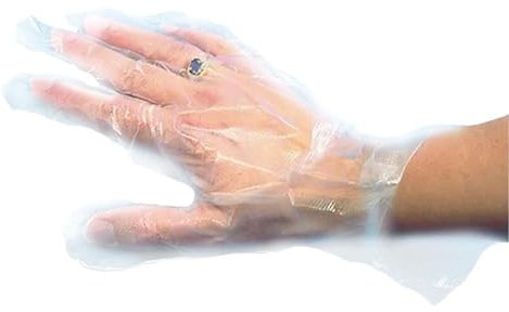Baumgartens 64700 Plastic Disposable Economy Medium-Weight Gloves, Large Size, clear, Pack of 100, 8.5 Height, 6 width