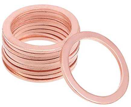 sourcing map 10pcs Joint Cuivre 22mm x 28mm x 1.5mm Rondelle plate pour boulon à vis