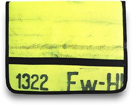 Roter Hahn 112 Hochwertige Feuerwehr Schreibmappe Organizer Konferenzmappe aus gebrauchtem Feuerwehrschlauch NEON GELB/NEON LINE