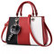 NICOLE & DORIS 2025 Neue Frauen Tasche Damen Leder Handtasche Mode Umhängetasche Mit Pompon abnehmbarem Schultergurt Handtasche Weinrot