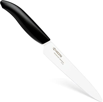 KYOCERA Couteau en céramique, Couteau à Tomate, Lame 12,5 cm, Lame en céramique de zircone, Coupe Micro-scie, extrêmement Tranchant, va au Lave-Vaisselle, FK-125 WH-BK EU