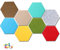 HyFanStr 8 Stück Filz Sechseckige Pinnwand, Selbstklebende DIY Memoboard mit 16 Stück Pushpins, Bunte Bulletin Board Wanddekoration für Büro, Küche