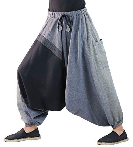 Kunst und Magie Unisex Haremshose OneSize mehrfahrbig, Farbe:Grau/Schwarz, Größe:One Size