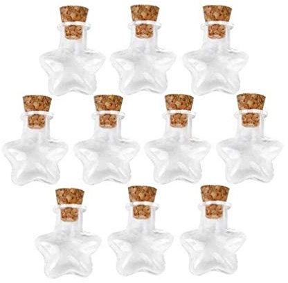AMOYER 10pcs Stern Mini-Glasflaschen Korn-Anzeigen-Vials Gläser Container Kleine Flasche wünschend