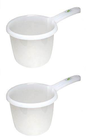 JapanBargain, Lot de 2 louches à eau japonaises en plastique fabriquées au Japon (2, blanc)