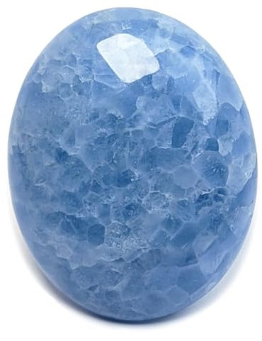 Eusice Calcite Bleue Pierre Naturelle, Cristal Thérapeutique Lithothérapie, Galet de Relaxation et Anti Stress Bien-être, Méditation, Reiki, 100% Artisanal & Fait-Main, Pierre de Paume Grand Format