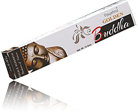 Vijayshree Bâtonnets d'encens Golden Nag Agarbatti + porte-encens AV AVIShI Holder - Bouddha doré - 12
