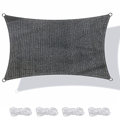 yourGEAR Sonnensegel HDPE Tarp in 7 Größen 2,5 x 2,5 | 4 | 5m, 3 x 3 | 4 | 5m, 4 x 5m Haus-Markise rechteckiger o. quadratischer UV Sonnenschutz Wind- und wasserdurchlässig grau [3x5m]