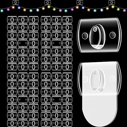 200 Piezas Ganchos de Pared Transparentes sin Rastro Mini Clips de Luz de Navidad Clips Adhesivos para Colgar Clips Ganchos de Decoración con Puntos Adhesivos para Pared Fiesta Hogar