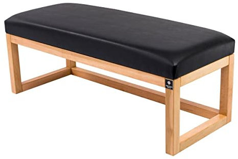 EMRA WOOD M-Deko LPG-2 Holz Sitzbank Polsterbank Breite 60cm Gestell Massivholz Erle Natur Sitzbezug Kunstleder (Schwarz Florenz2529)