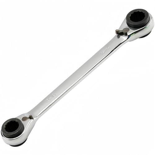 Unifizz Chrome Vanadium Steel 4 in 1 Double-headed Two-way Ratchet Spanner 4x5-6x8mm Double Box End Ratcheting Wrench Reversible Ring Ratchet Wrench, Silver 1pcs