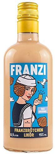 Franzi/Franzbrötchen Likör / 500 ml / 15% Vol. / Samtig weicher Sahnelikör/Geschmack von Zimt & karamellisiertem Zucker/Franzbrötchengenuss ganz ohne Krümel